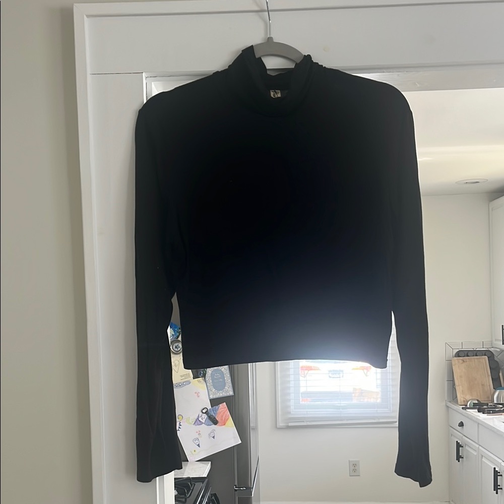 Black Turtleneck Crop Top